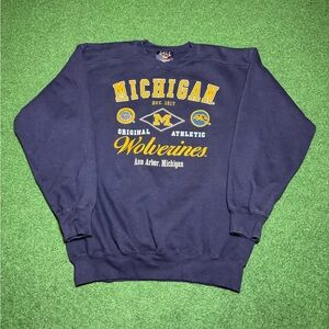 Vintage 90s Michigan Wolverines Lrg Oversized College Crewneck Sweatshirt